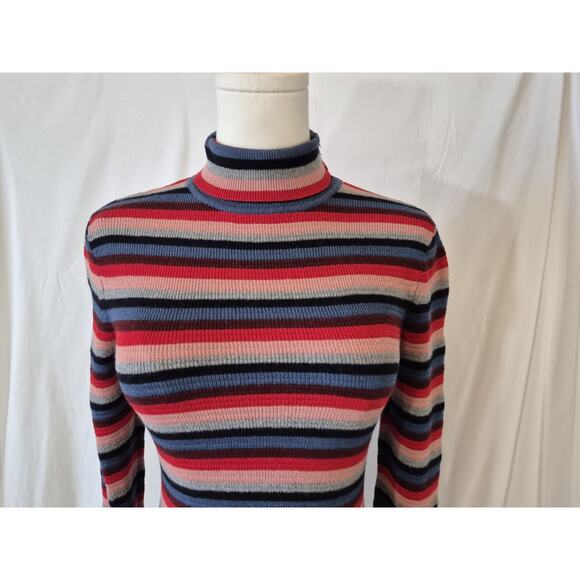Anthropologie M.i.h. Jeans Merino Wool Blend Striped Moonie Polo Sweater XS - Picture 4 of 9